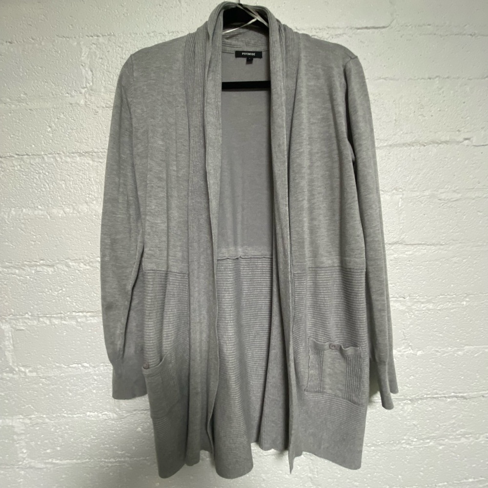 Gray Cardigan with Pockets Large